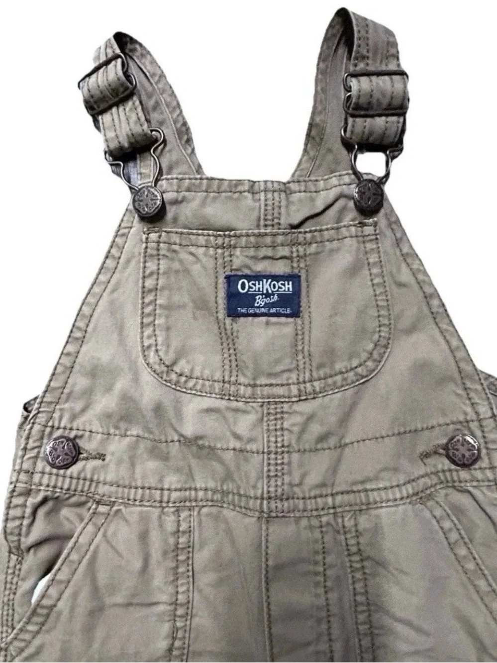 Toddler Boy Oshkosh B’gosh Khaki Overalls Size 18-24 Months